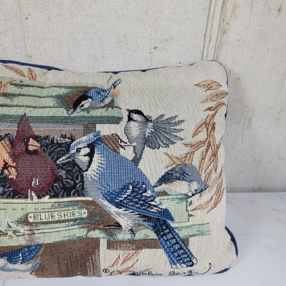 Marjolein Bastin Bird Throw Pillow Cardinal Blue Jay Feeder - Picture 9 of 15